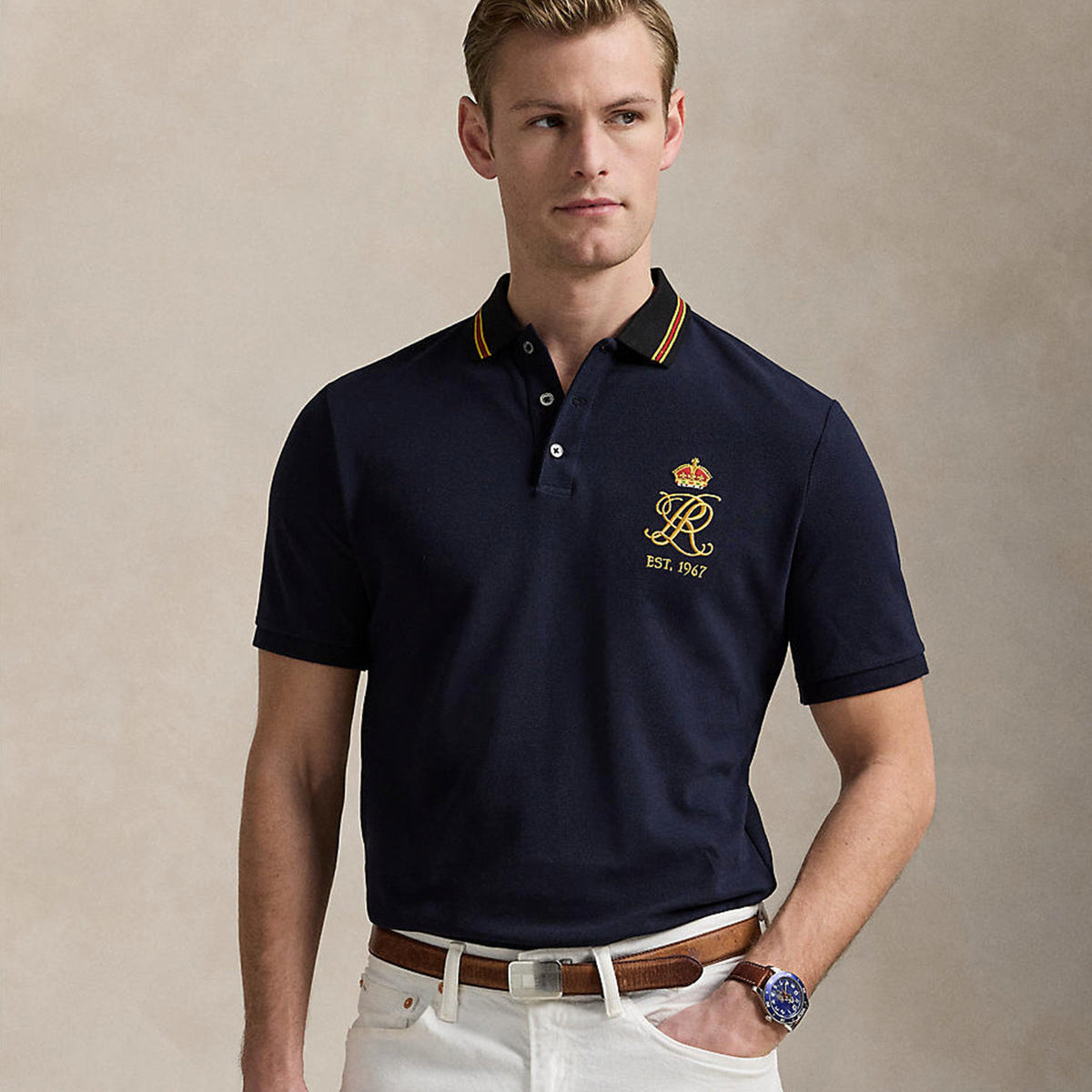 https://www.ausoni.swiss/products/mens-classic-fit-crest-mesh-polo-shirt-rl-navy